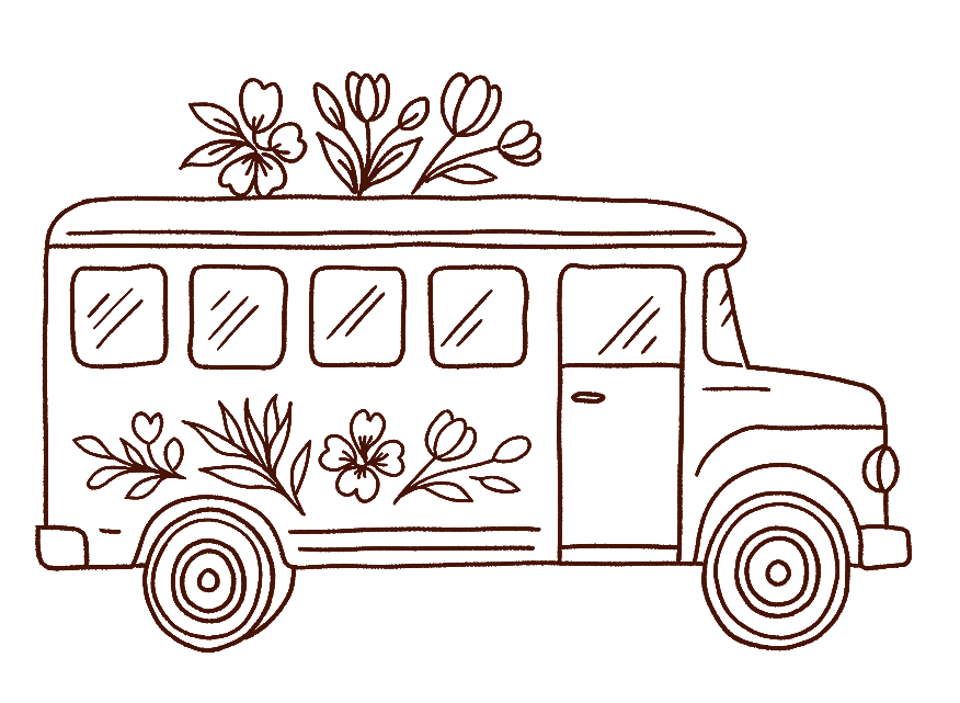 picture of a bus with flowers